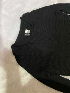 H&amp;M Black Ribbed Crop Top