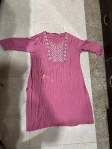 Pink  Rose Embroidered Kurti‼️sale‼️