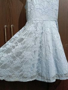 Vintage Leaf Print Dress And Net Dres