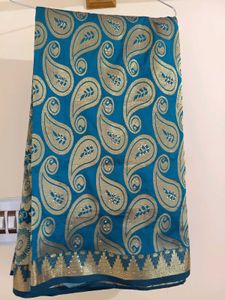 Elegant Teal Paisley Saree