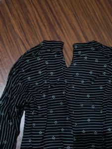 Striped Star Print Long Sleeve Mini Dress