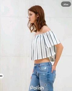 New With Tag Korean Stripped Cute Crop Top