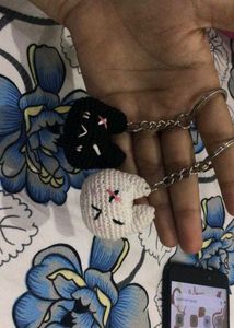 Crochet Matching Bunny Keychains.