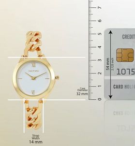 VEGAS WHITE DIAL GOLD METALLIC STRAP WATCH