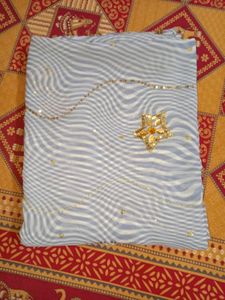 Beautiful Laheriya Saree With Blouse (Sky) (34-36