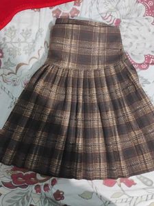 INCENSE Plaid Pleated Brown Mini Skirt