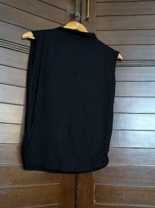 Altbeny Women Black High Neck Casual Top