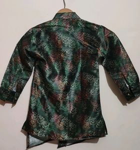 Green Kurta Pajama Floral Print For Boy 3- 4 Year