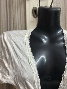 Lace Trim Tie-Front cardigan
