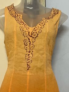 Orange Floral Embroidered Dress
