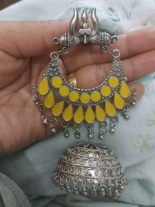 Yellow Jhumka Earrings