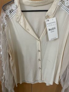 Cotton Top With Net Sleeves
