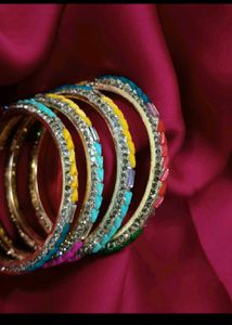 Multicolor vibrant  bangles set of 4 churi