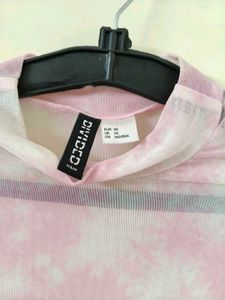 Pink Tie-Dye Mesh Top