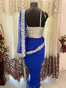 Elegant Blue Embellished Saree