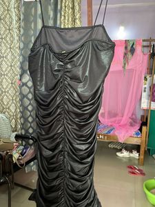 Slinky Black Ruched Dress