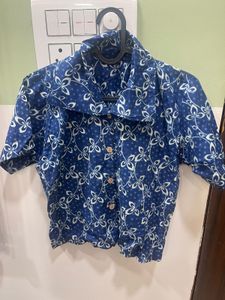 Cotton printed crop shirt