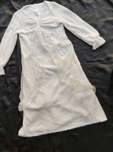 korean fur White Dress