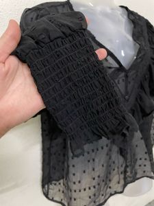 ONLY Y2k Vintage Mesh Black Top
