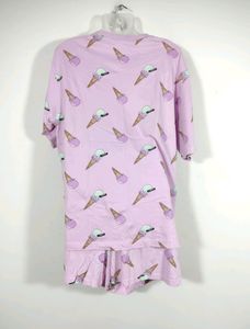 Zudio Purple Printed Top With Short Co-ord (Women)