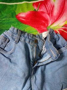 Denim Shorts with Lace &amp; Fringe Details