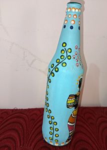 Hand Painted Glass Bottle For Showpiece.