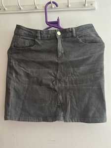 Gray Denim Mini Skirt