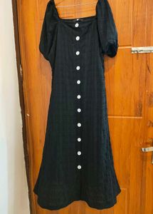 Fig Black Button Dress