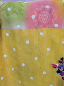 New Yellow Polka Dot Saree