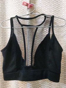 Shein Black Mesh Crop Top