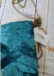Teal Velvet Clutch
