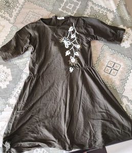 Embroidered Olive Green Dress