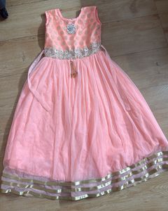 Peach Color Gown In net Fir Girls