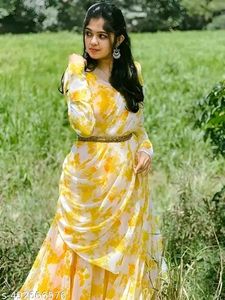 New Gown With Belt And Duppta