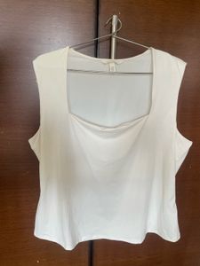 White Square Neck Top