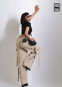 Beige,Black And Grey Cargo Pants