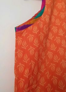 Orange Embroidered Kurti