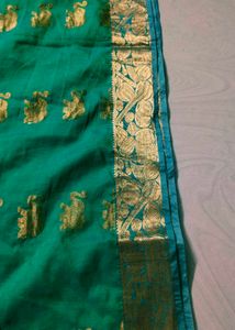 Shinning Sea Green Pure Gadwal Saree
