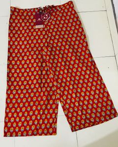 Red Floral Print Culottes