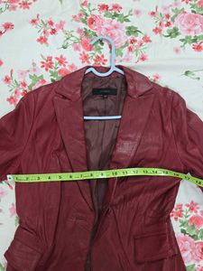 maroon Leather Blazer - bust 32