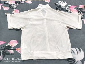 White Sheer Button-Up Shirt