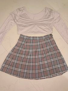 Two Piece Aesthetic Set Top And Skirt
