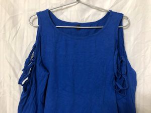Blue Top  with cutout sleeves