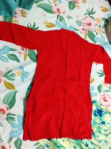 Red Kurti with Tie-Dye Skirt Set