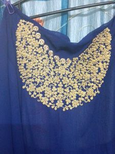 Elegant Blue &amp; Gold Embroidered Dress