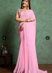 Elegant Pink Georgette Saree