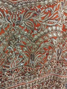 Orange &amp; Gold Anarkali Gown