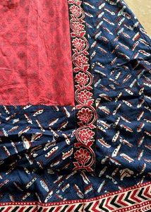 A light Festive Red Kurta Plazo Set