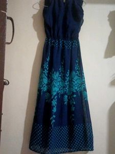Floral Navy Blue Cut Gaown