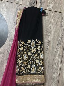 Embroidered Black Saree